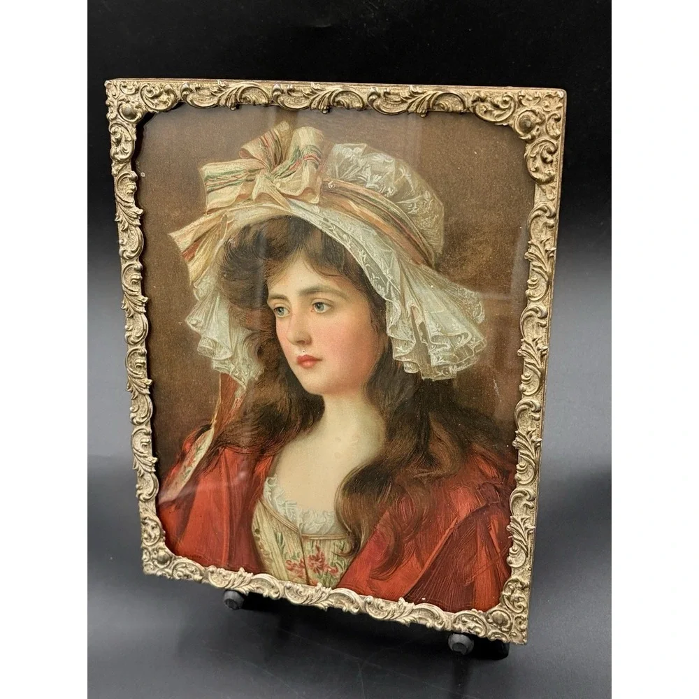 1909 Calendar Girl Prudential 8 X 10 Victorian Ornate Gold Frame